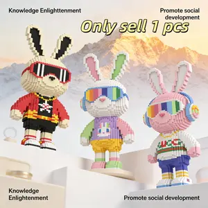 Multicolor Zebra Stripe Heart Bear 3D Puzzle Building Blocks, Home Office Decor, Party Decoration, Ideal Gift for Holidays