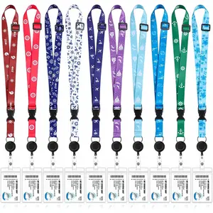 10 Sets Cruise Lanyards Retractable Carnival Cruise Lanyards with ID Holder Adjustable Length Lanyards with Detachable Badge Holder Clip for Cruise Ships Accessories( Style)