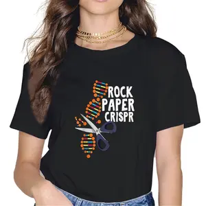 100% Cotton Unisex Rock Paper Crispr DNA Biologist Genetic Engineering Science T-Shirt