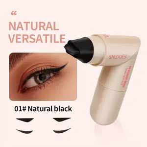 Double Head Rotary Eyeliner Stamp Pen - Winged Eyeliner Tool, Waterproof and Anti-smudge Quick Drying Formula. Designed with a rotating mechanism, it is easy to use and is available in black and brown colors, perfect for beginners. Compact and portable.