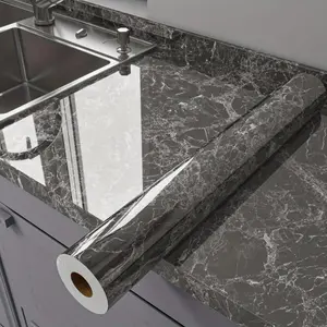 Marble Contact Paper Waterproof Oil Proof Heat Resistant Self Adhesive Aluminum Foil for Kitchen Countertop Stove Renovation Peel and Stick