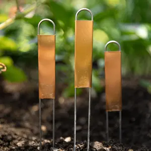 Copper Hairpin Plant Labels 12" Tall Double Wire Stake with Extra Long Nameplate for Easy Reading Garden Markers Set of 10
