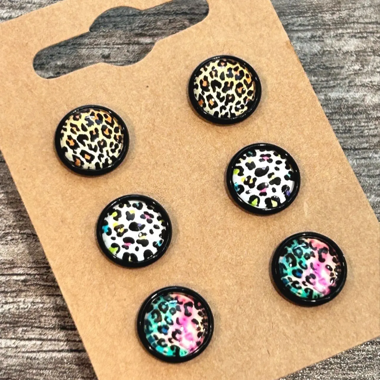 Women's Leopard Stud Earrings Set - 10mm, Colorful girls animal print Fashion Accessory cute trendy