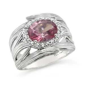 Ariva Sterling Silver Pink & White Topaz Silk Wrap Ring