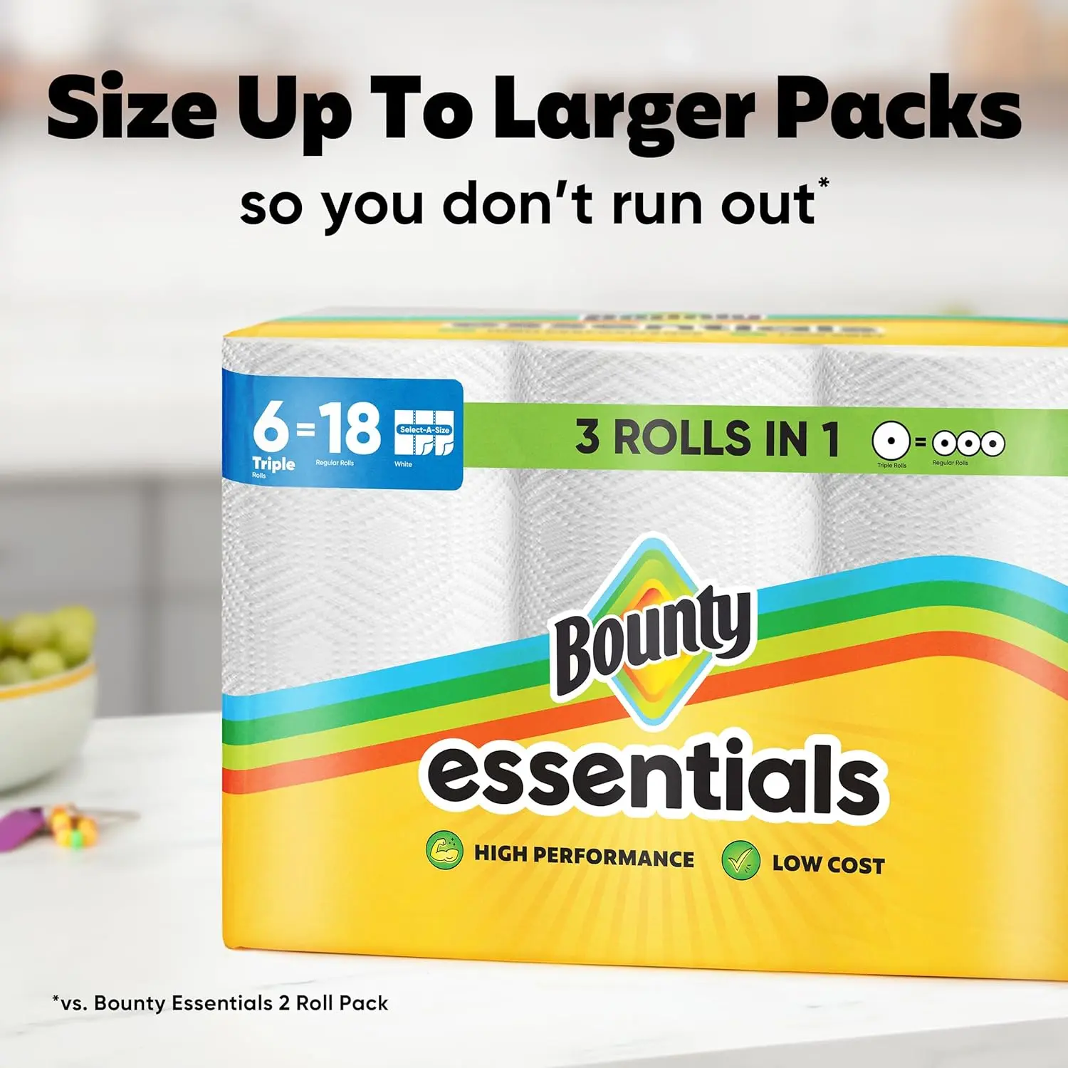 Ply Select-A-Size Paper Towels, 6 Double Rolls, 108 Sheets Per Roll, Strong & Absorbent Disposable Kitchen Cleaning Towels for Everyday Household Use