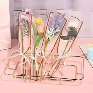 100pcs Waterproof Plastic Rose Wraps, Wedding Party Single Stem Flower Bouquet Bags, Valentine's Day Gifts