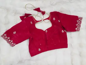 🌹 Ruby Scarlet Space Silk Designer Stitched Blouse