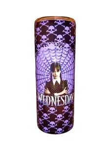 Wednesday Adams Family Purple Spider Web Skull and Crossbones - 20oz Skinny Sublimation Tumbler * Amy's Creations * Your Favorite Tumbler Shop!