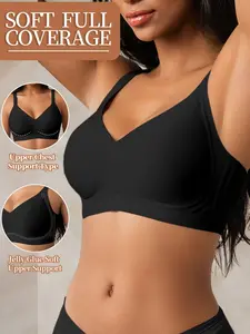 Adjustable Jelly Bras for Women No Underwire Wireless Push up Bra, Full Coverage Bralettes, Comfortable Fit Casual Everyday Bras with Medium Support and Lift