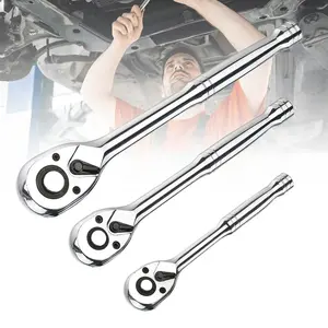 1/4" 3/8" 1/2" Drive Ratchet Socket Wrench Kit, 3 Counts 72-Tooth Quick-Release Reversible Ratchet Set, CR-V Alloy Steel Wrench Set