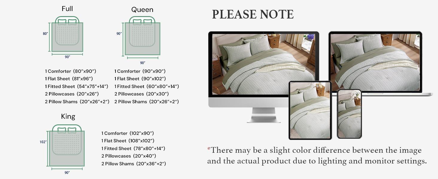 Full Comforter Set - 7 Pieces Green Gauze Muslin Bedding Sets for All Seasons, Lightweight Breathable Bed in a Bag Full with Revesible Farmhouse Comforter, Sheets, Pillowcases & Shams Full Comforter Set - 7 Pieces Green Gauze Muslin Bedding Sets for All Seasons, Lightweight Breathable Bed in a Bag Full with Revesible Farmhouse Comforter, Sheets, Pillowcases & Shams