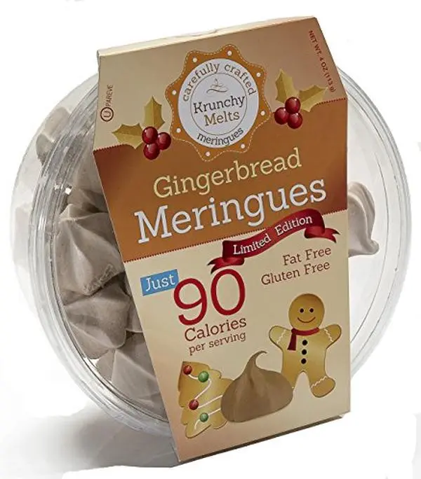 Krunchy Melts Original Meringue Cookies | Gingerbread Flavor | Only 90 Calories Per Serving | Fat Free, Gluten Free, Dairy Free (4 Oz)