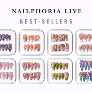 NailPhoria LIVE Best-Sellers - Handmade Press-On NailslReusable, Salon-Aualitv Long-Lasting, Glossy Design