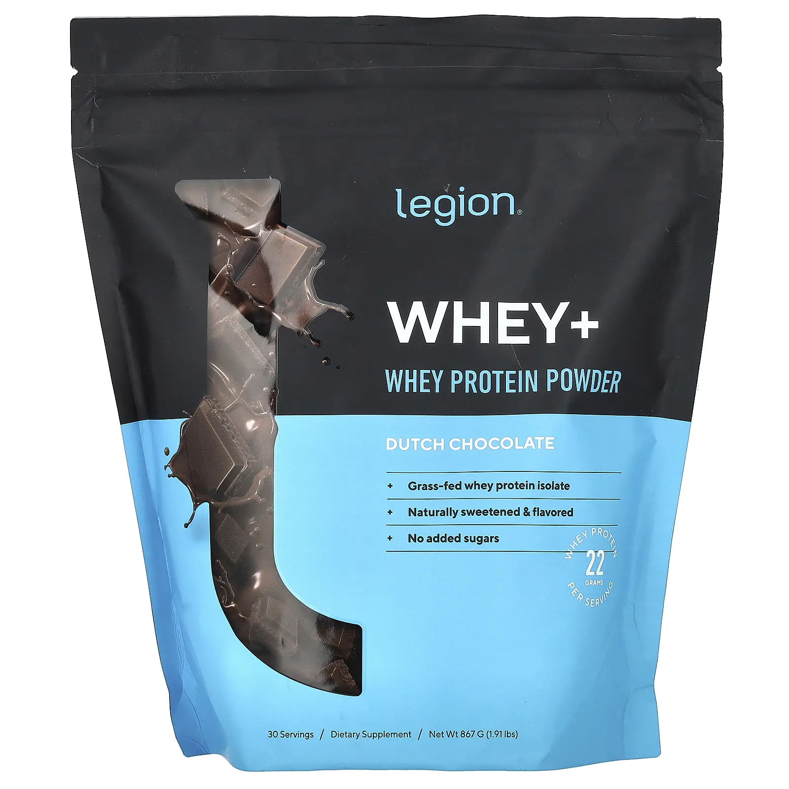 Legion Athletics Whey+, Whey Protein Powder, Dutch Chocolate, 1.91 lbs (867 g)