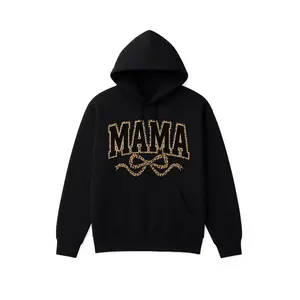 Women's Thick Leopard Coquette Bow Varsity Hoodie - Streetwear Tops, Viral Mom Pullover, Cute Mother's Day Gift, Pairable with Jeans summerwins