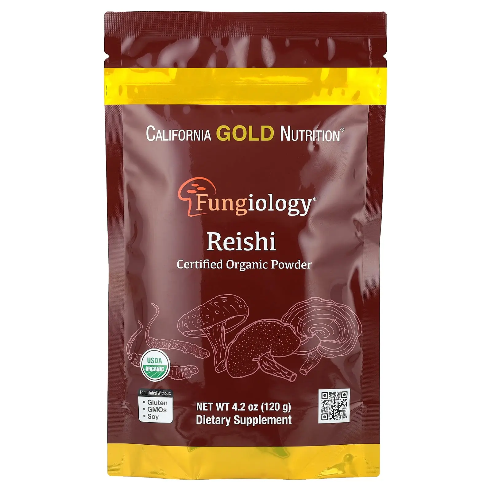 California Gold Nutrition Fungiology®, Certified Organic Reishi Powder, 4.2 oz (120 g)