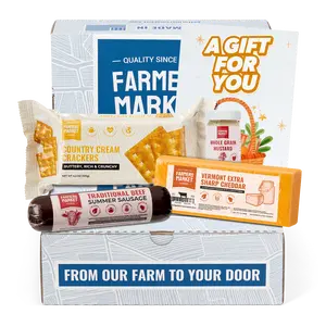 Farmers Market Foods A Gift For You Charcuterie Sampler with Summer Sausage, Cheese, Crackers and Whole Grain Mustard