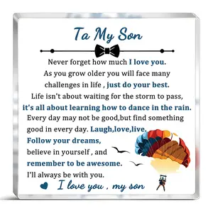 Acrylic Block Plaque Gift for Son, Desk Decoration Sign, Graduation Gift for Grandson, Mother's Day Present, Birthday Gift