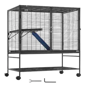VEVOR 34 Rolling Metal Ferret Cage, Large 2-Tier Critter Nation Cage, Small Animal Cage with Ramps Tray, Easy to Set up for Pet Rats, Hamster, Guinea Pig, Chinchilla, Squirrel, Hedgehogs, Bunny