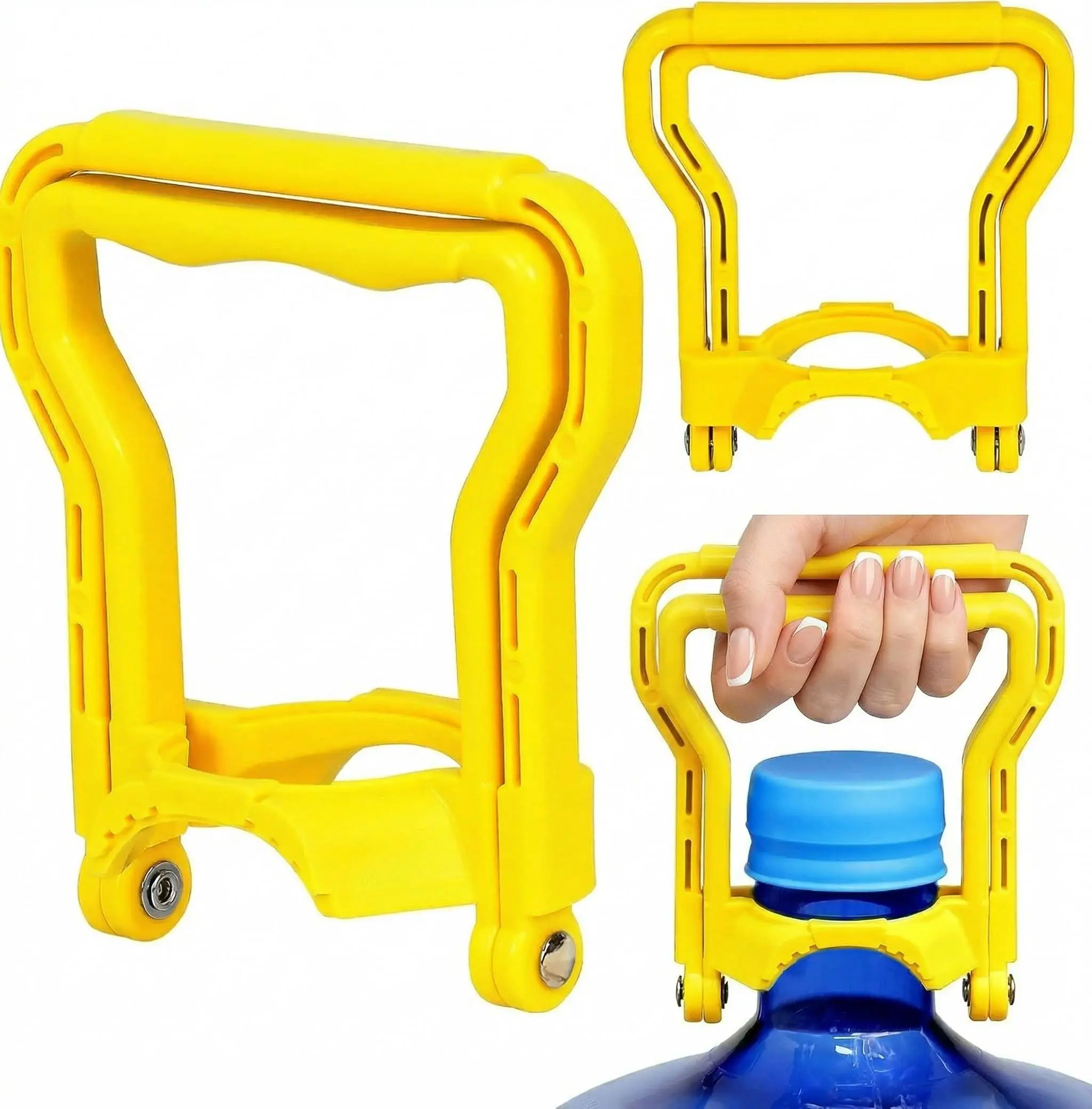 2-Pack Sturdy Yellow 5 Gal Water Bottle Handle Grip Holder, Dual-Mode Ergonomic Comfort Design for Single/Dual-Person Lift, Easy-Carry Drinkware Accessory for Standard 5-Gal Water Jugs - Mother's Day Gift Option, Water Jug