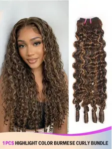 P4/27 Burmese Curly 1pcs Bundles Human Hair Pixie Curls Human Hair Spiral End Burmese Curly Human Hair Bundles Weave Bundle Unprocessed Human Hair Extensions