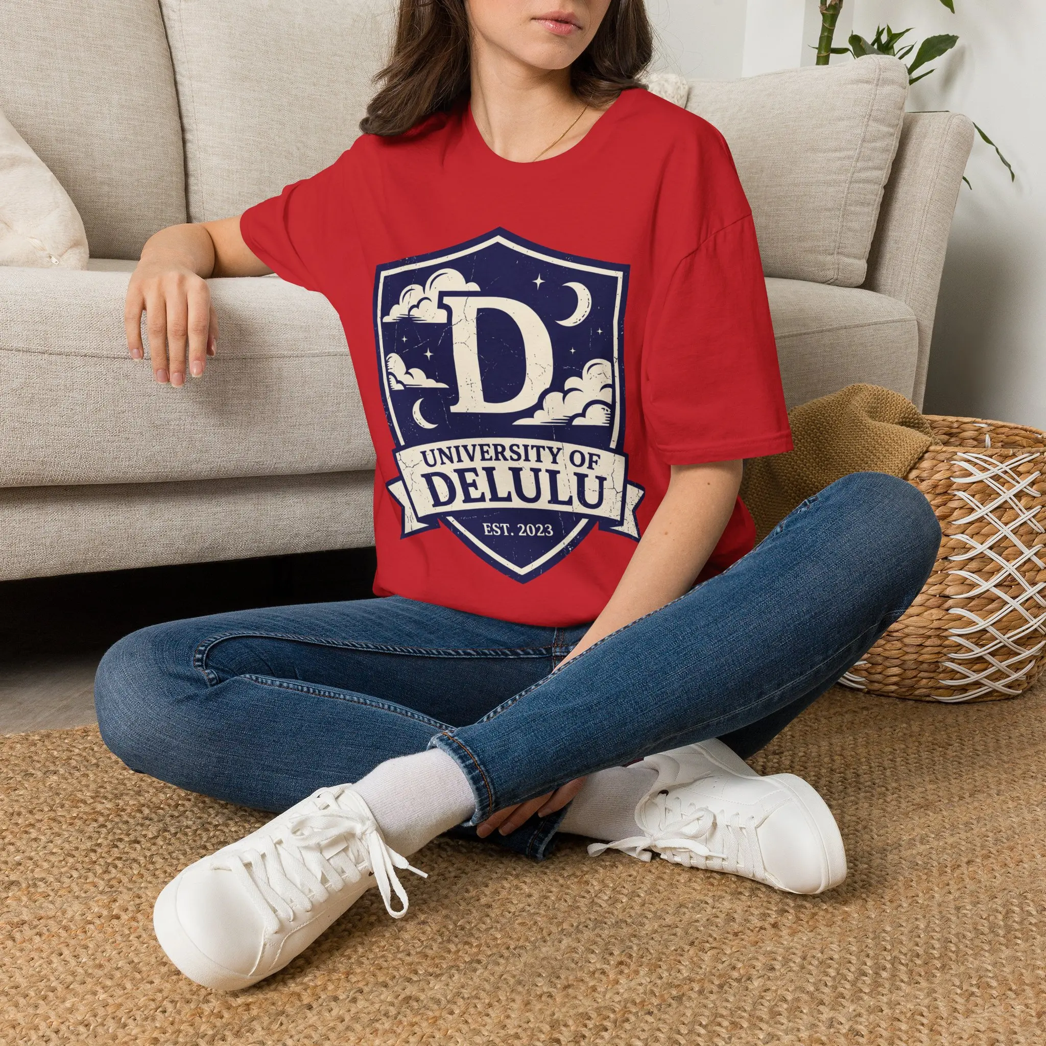 Delulu U T-Shirt - Funny Delulu Is The Solulu Shirt | Ironic Fake College Tee | Gen Z Meme University Shirt