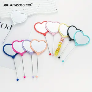 5pcs/10pcs DIY Beadable Handheld Mirrors Mini Heart Shape Pure Diamond/with Hair Ball Mirror, Suitable for DIY Beaded Crafts