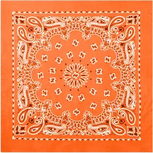 Orange - Jumbo Trainmen Paisley Bandana, 100% Cotton, 27" x 27"