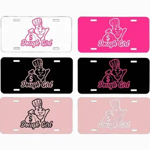 Dough Girl Pink License Plate Collection, Car Accessories, Perfect Gift - Lightweight Aluminum, Pre-Drilled holes, Easy Installation