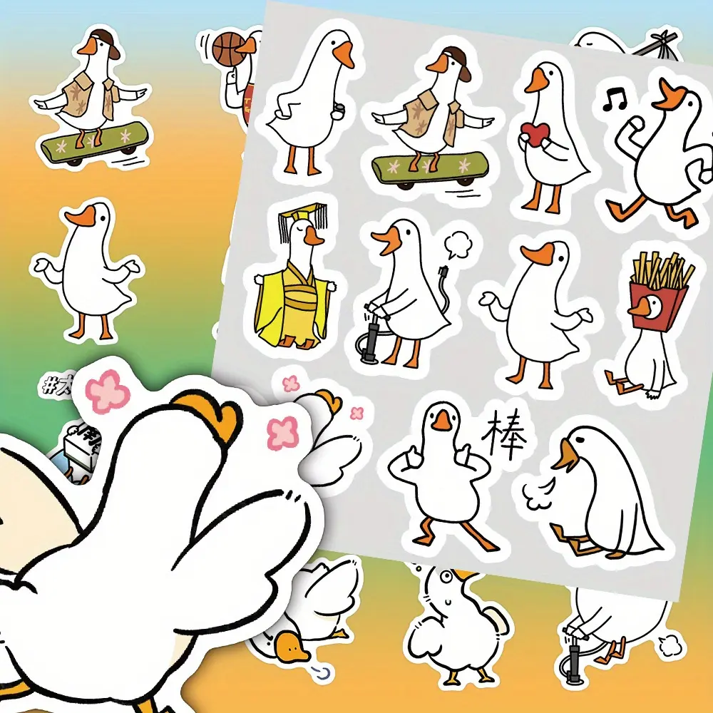 65pcs Cartoon Goose Series Stickers, Suitable for Faith-based Designs Such As Scrapbooks, Diaries, Laptops, Water Bottles, Cars, Etc., with Positive Messages As Gifts, Car Decals, Automobile Decals