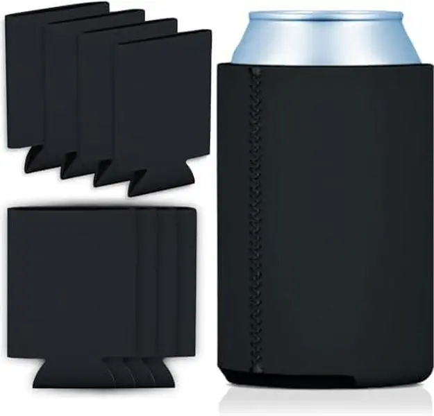 KP KOOL PRODUCTS Beer Sleeves - Insulated can covers for iced drinks, perfect for any occasion. Black, DIY sublimation-friendly. Pack of 25. Drinkware Fabric