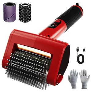 CuLiDing Electric Rechargeable Grill Brush, 650RPM Spinning Stainless Steel Bristle BBQ Brush, Professional Grill Cleaner for Outdoor & 2 PCS Scouring Pads - Heavy Duty Cordless Electric Tool with LED Light