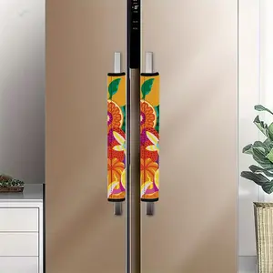 2pcs 4.7x15.7 inch Bohemian-style fruits pattern Kitchen Appliance Handle Dust cover ,Kitchen appliance handle decoration, detachable and reusable protective covers, suitable for refrigerators, dishwashers, microwave ovens, ovens, home decoration, 3.19CYJ