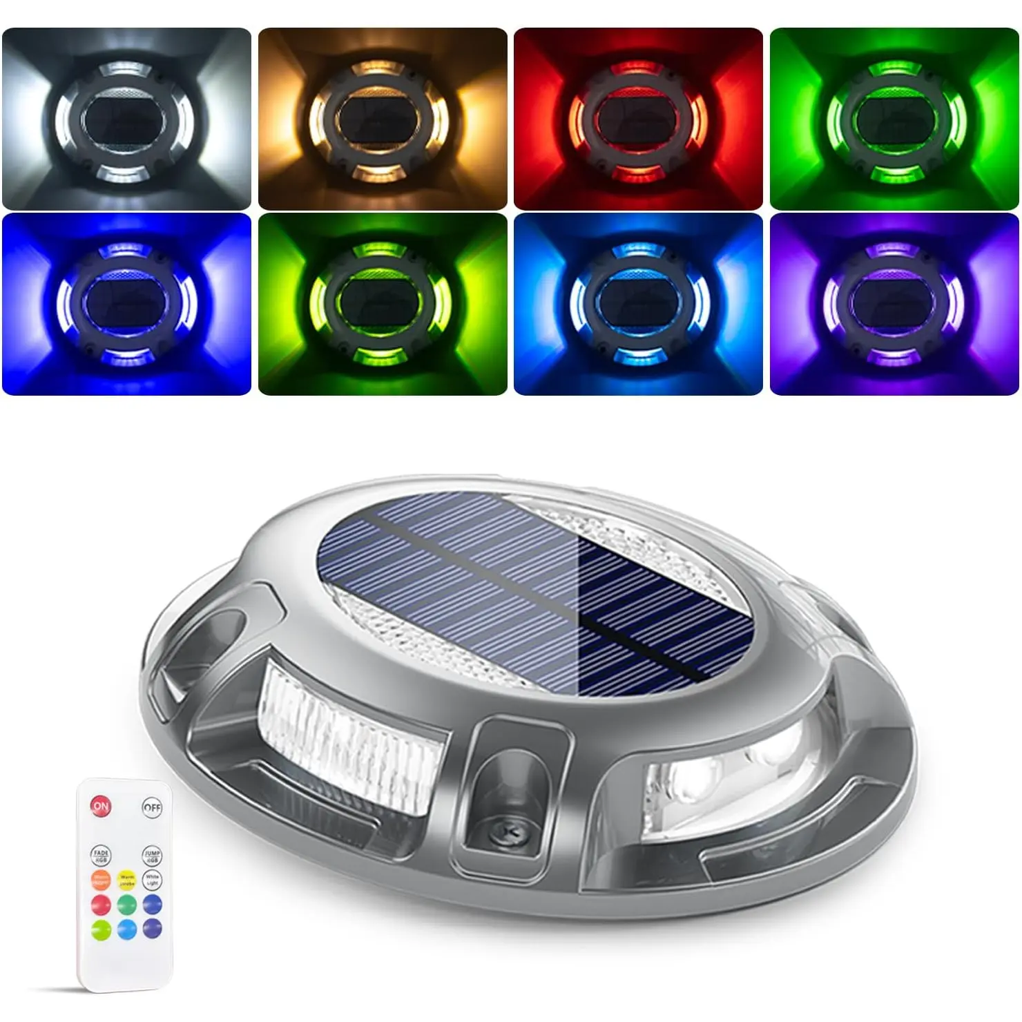 Solar Driveway Dock Lights with Remote, 11 RGB LED Modes, 1 Pack
