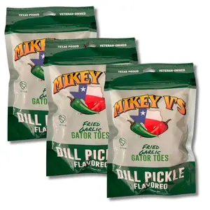 Mikey V's Fried Dill Pickle "Gator Toes" 3.9oz Bag - 3 Pack Bundle. STRONG Garlic Flavor!!!!