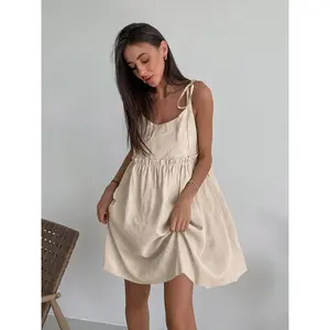 Summer NewSexy Hot Girl Cami Dress SaltLoose Cotton Linen A-line Dress