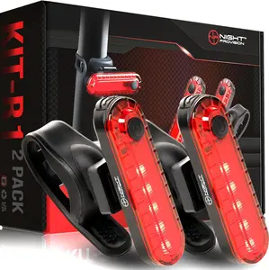 KIT-R1 LED Bike Tail Light 2 Pack USB-C Rechargeable 330mAh Longer Run-time Rear Cycling Safety Flashers Blinkers 4 Modes (RED & RED)
