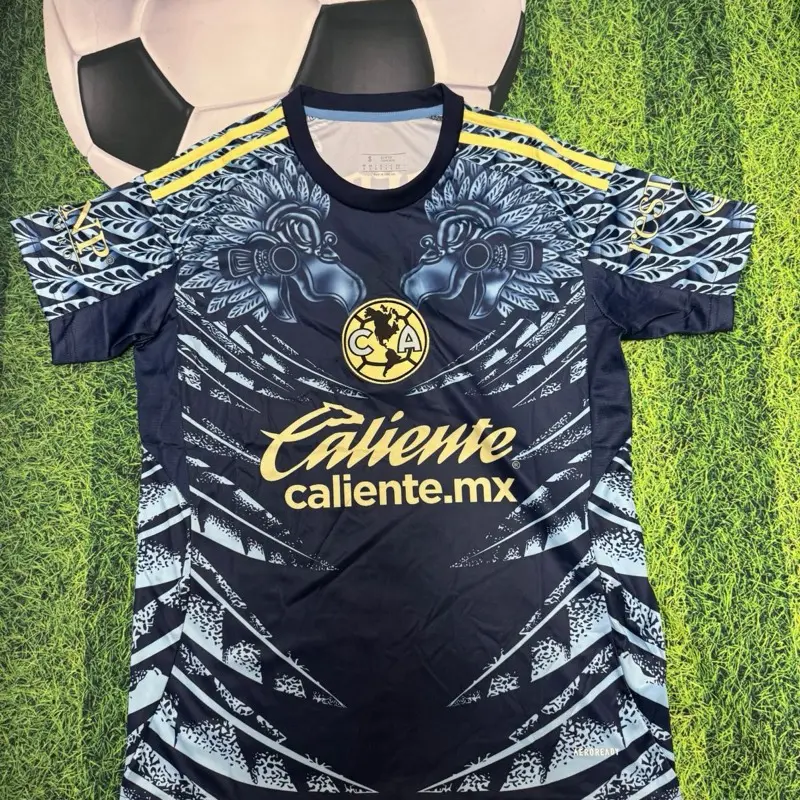 America Away Jersey - Caliente.mx Design with Traditional Motifs and Yellow Trim Accents