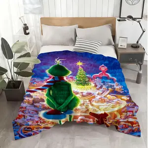 Christmas green The G-GrinchS Throw Soft Flannel Nap Blanket Cozy Warm Throw for Sofa Bed or Office Chair, Lightweight and Skin-Friendly Cover Perfect for Travel, Camping, or Home Use, Great Gift Idea for Family and Friends