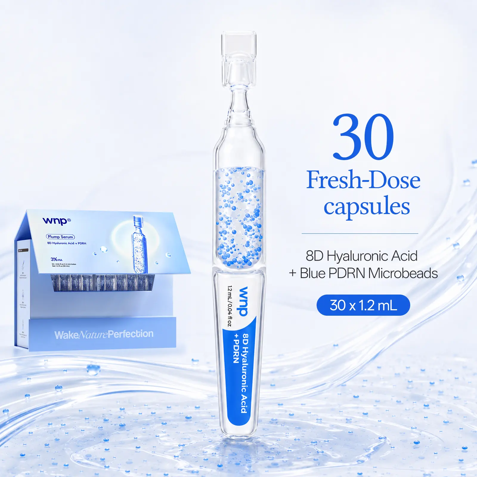 [NEW] WNP Plump Serum | 3% 8D Hyaluronic Acid + PDRN Blue Beads | Ultra-Low Molecular HA & 10 Peptide Complex | Long-Lasting Hydration for Plump | Smooth, Firm-Looking Skin