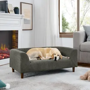 Modern Pet Sofa with Backrest & Armrests, Rectangular Dog Couch, Stylish Elevated Furniture for Small & Medium Dogs, Comfortable Supportive Dog Bed for Living Room or Bedroom Décor