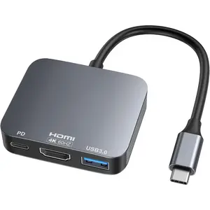 to HDMI Adapter【4K@60HZ】, HDMI to USB C Adapter Multiport with USB Type C PD & USB 3.0 Port, Compatible For MacBook Pro,Air,iPad Pro,Air,Dell XPS,iPhone 15 Pro,Max,Android and More