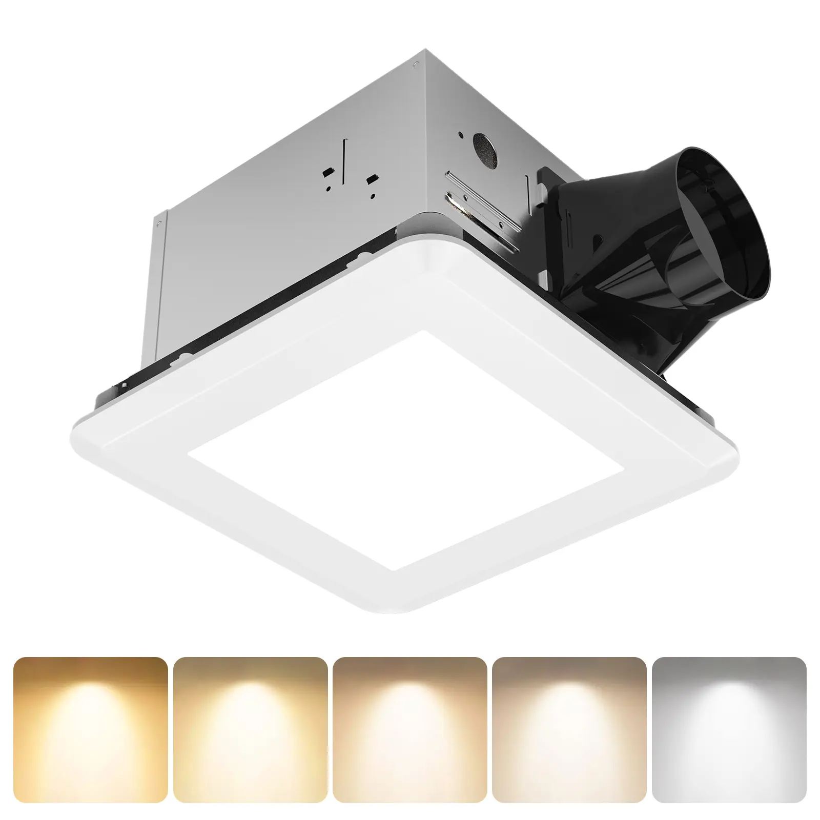 AHAWILL 8"/10" Ultra Quiet Bathroom Exhaust Fan with Light,80 CFM,1.0 Sones,5CCT Dimmable,1000LM Ceiling Mount Bathroom Fan,Bathroom Vent Fan with Light,ETL & FCC Certified