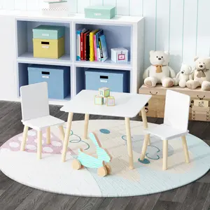 Table and 2 Chairs Set|Toddler Activity Table|Wooden Play Furniture Set|Solid Wood MDF Learning Desk|Childrens Study Table|Nursery Playroom Essential|Montessori Kids Table|White Kids Furniture|Easy Assembly Childrens Desk|Creative Play Table
