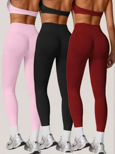 Women's High-Waisted Seamless Yoga Pants, Fall & Winter Sports Training Leggings, Tight-Fit Nylon Fabric, Perfect for Workout & Daily Wear