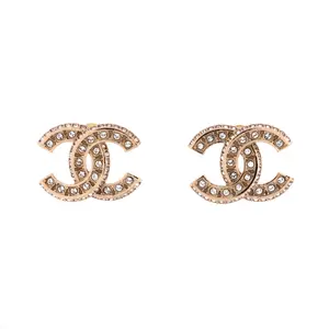 Pre-owned Chanel CC Stud Earrings Metal with Crystals by Rebag