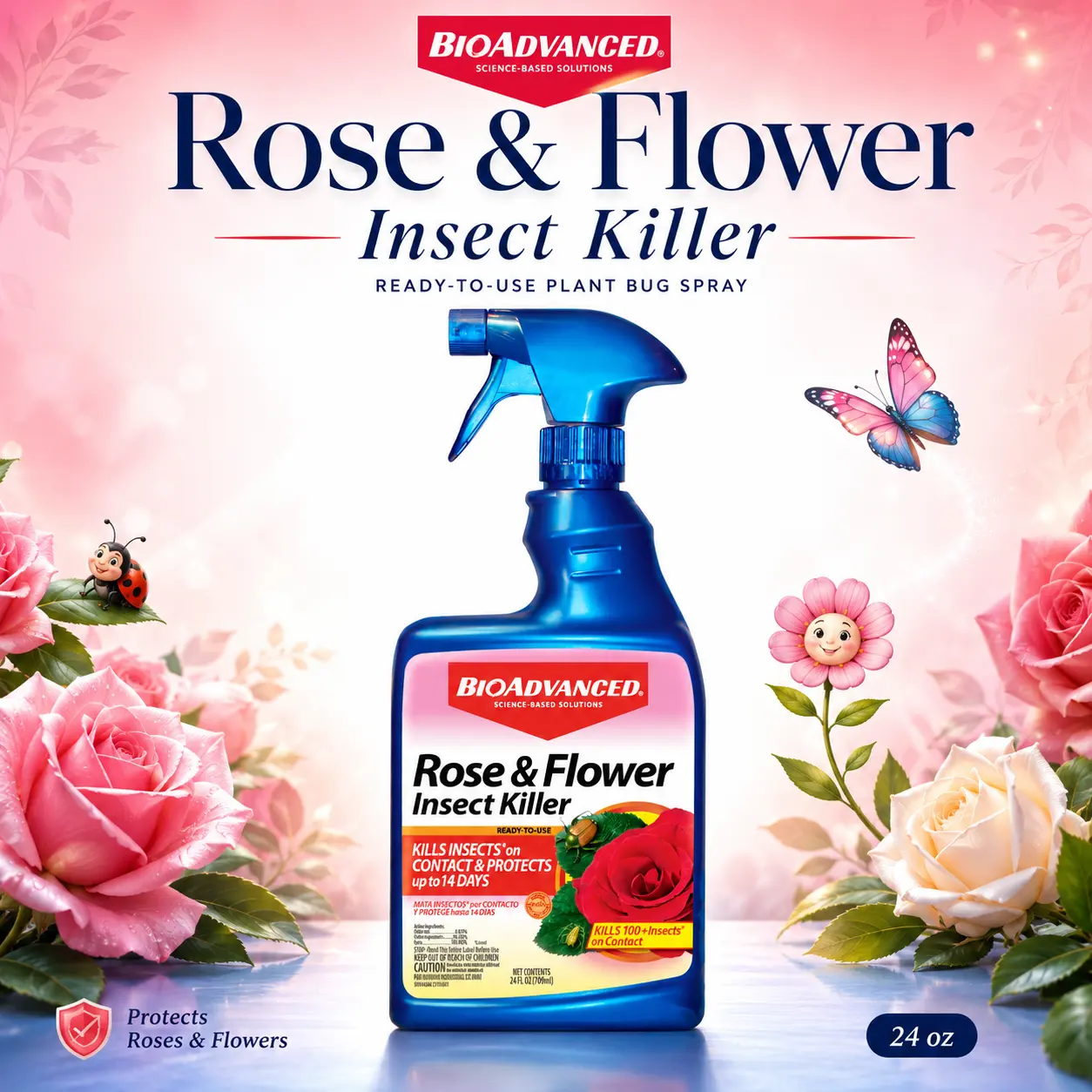 BioAdvanced Rose and Flower Insect Killer, Ready-to-Use, 24 oz, Plant Bug Spray