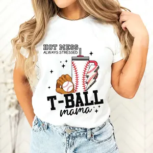 Hot Mess T Ball Mama T-shirt, Baseball Mom T-shirt, Baseball T-shirt, Tee Ball Season T-shirt, Baseball Mama T-shirt, Gift For Mom