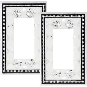 Bling Light  Cover, Sparkle Outlet Covers 1 Gang Wall Plate Cover,Single Rocker Midsize,2-Pack