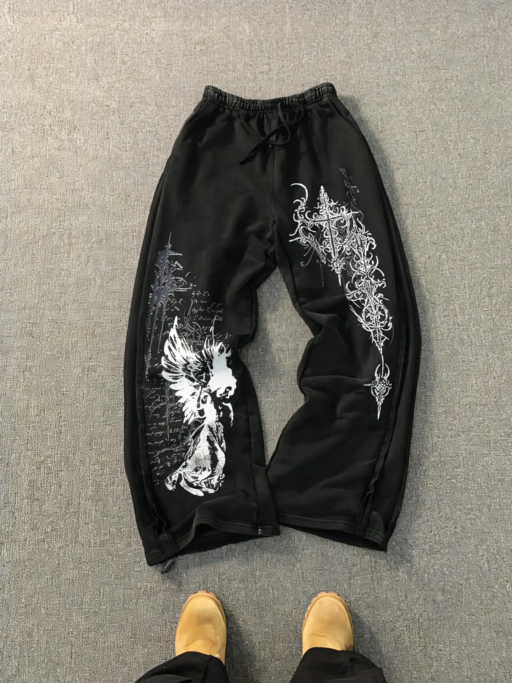 Men'S Sweatpants, With Side Seam Design, Gothic Print Pattern, Comfortable And Casual, Suitable For Everyday Wear, Stylish Casual Pants.